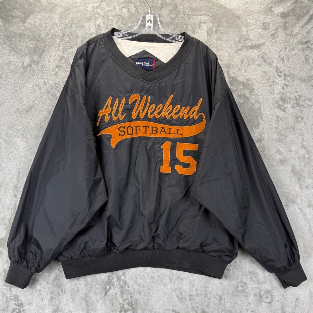 Sport-Tek Port Authority Men XL Black All Weekend Softball 15 Windbreaker V-Neck